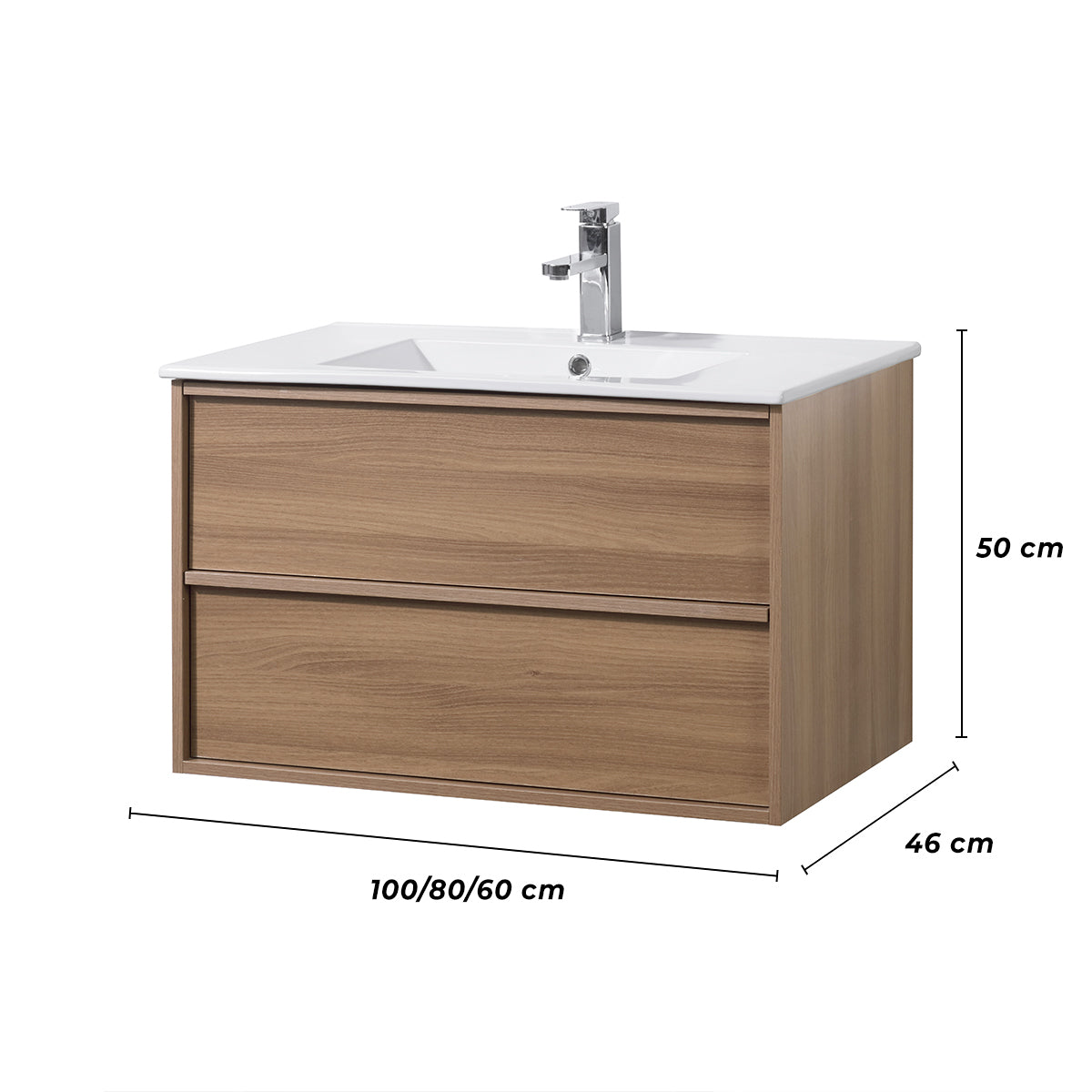 
              Meuble sous lavabo Vasta Virello, chêne, différentes tailles