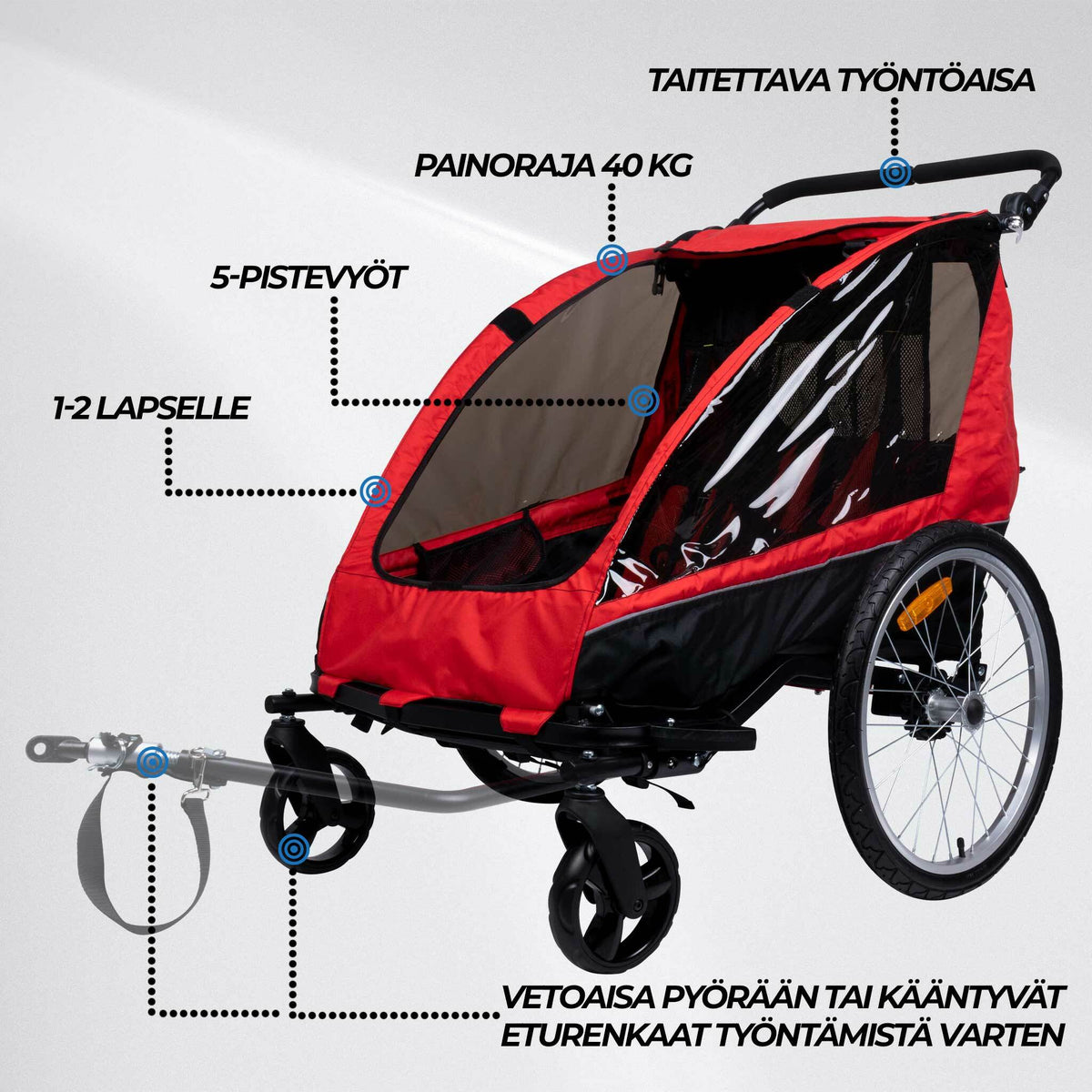 
              Trekker polkupyörän peräkärry 1-2 lapselle Pro