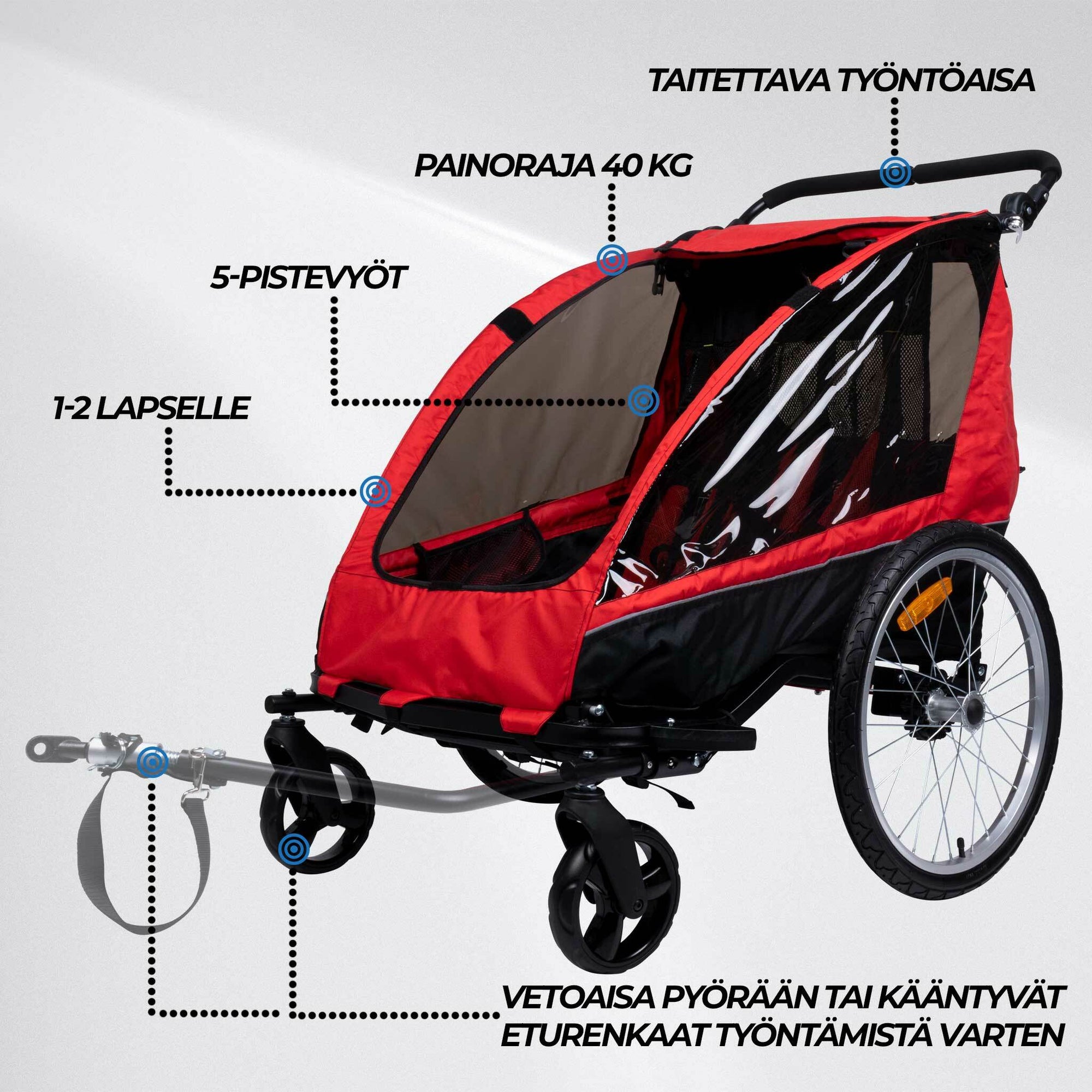 Trekker polkupyörän peräkärry 1-2 lapselle Pro