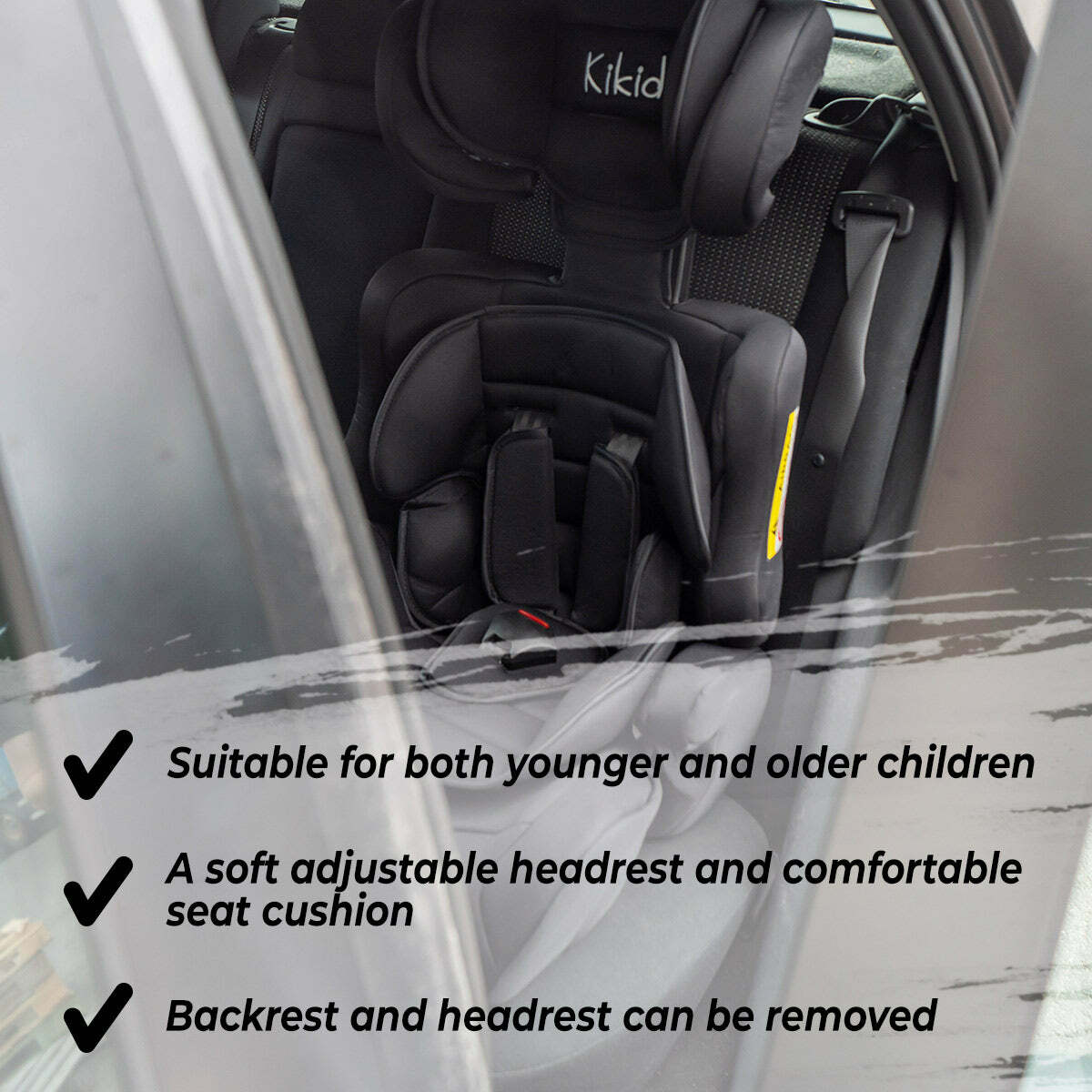 
              Kikid Kindersitz Basic, 9-36 kg, Black Edition