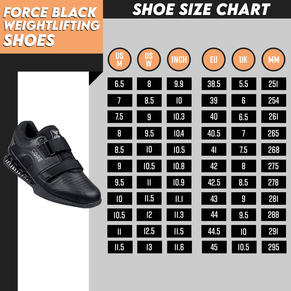 
              Nordcore vægtløftningssko Core, Force Black