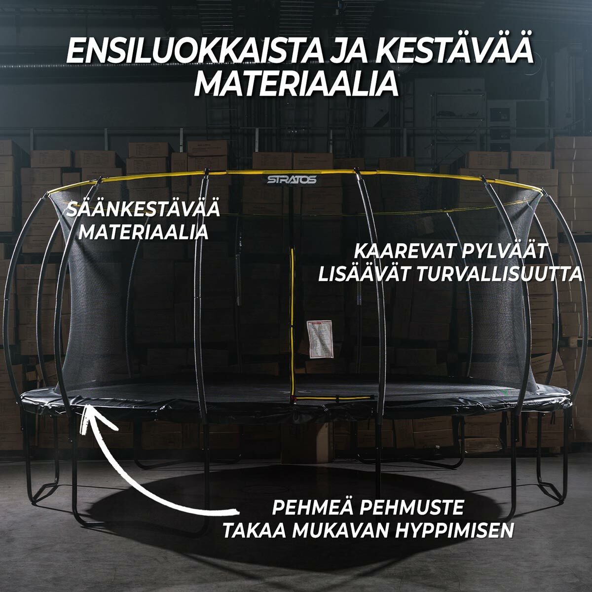 
              Stratos trampoliini 4,27m turvaverkolla