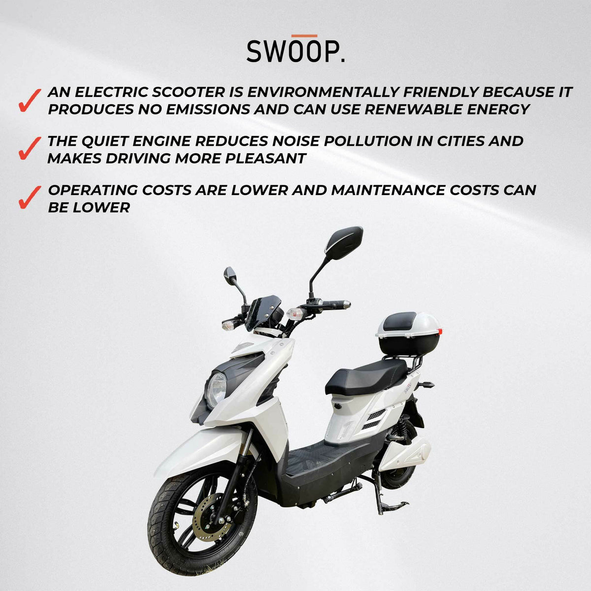 
              Swoop Scooter Elettrico Elegante Bianco 1000W