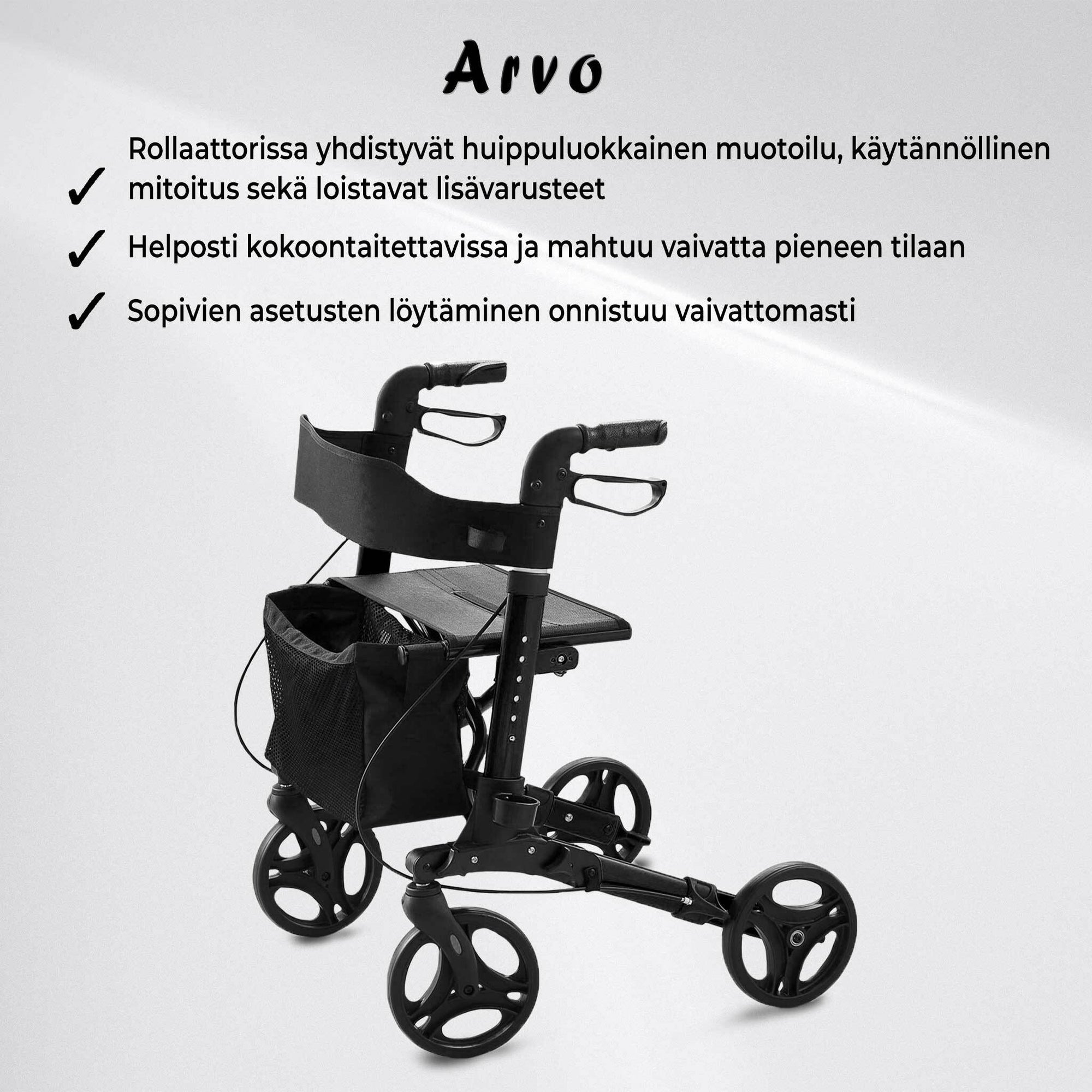 Arvo Rollaattori Deluxe, musta