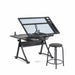 Lykke Drawing table with glass top and stool