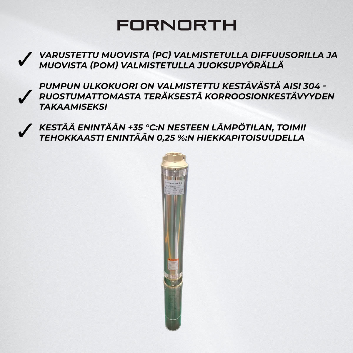 Fornorth Porakaivopumppu 2,2kw, 3HP