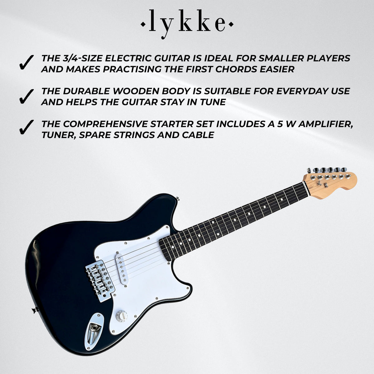 
              Lykke E-Gitarre Set Melody, Größe 3/4, 36", 5 W Verstärker