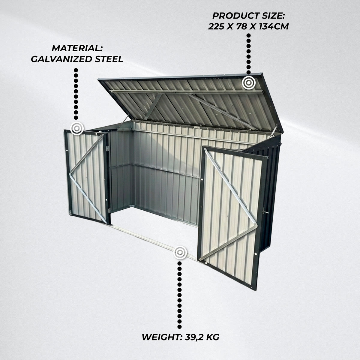 
              Fornorth Bike Shed Comfort 225x78x134cm