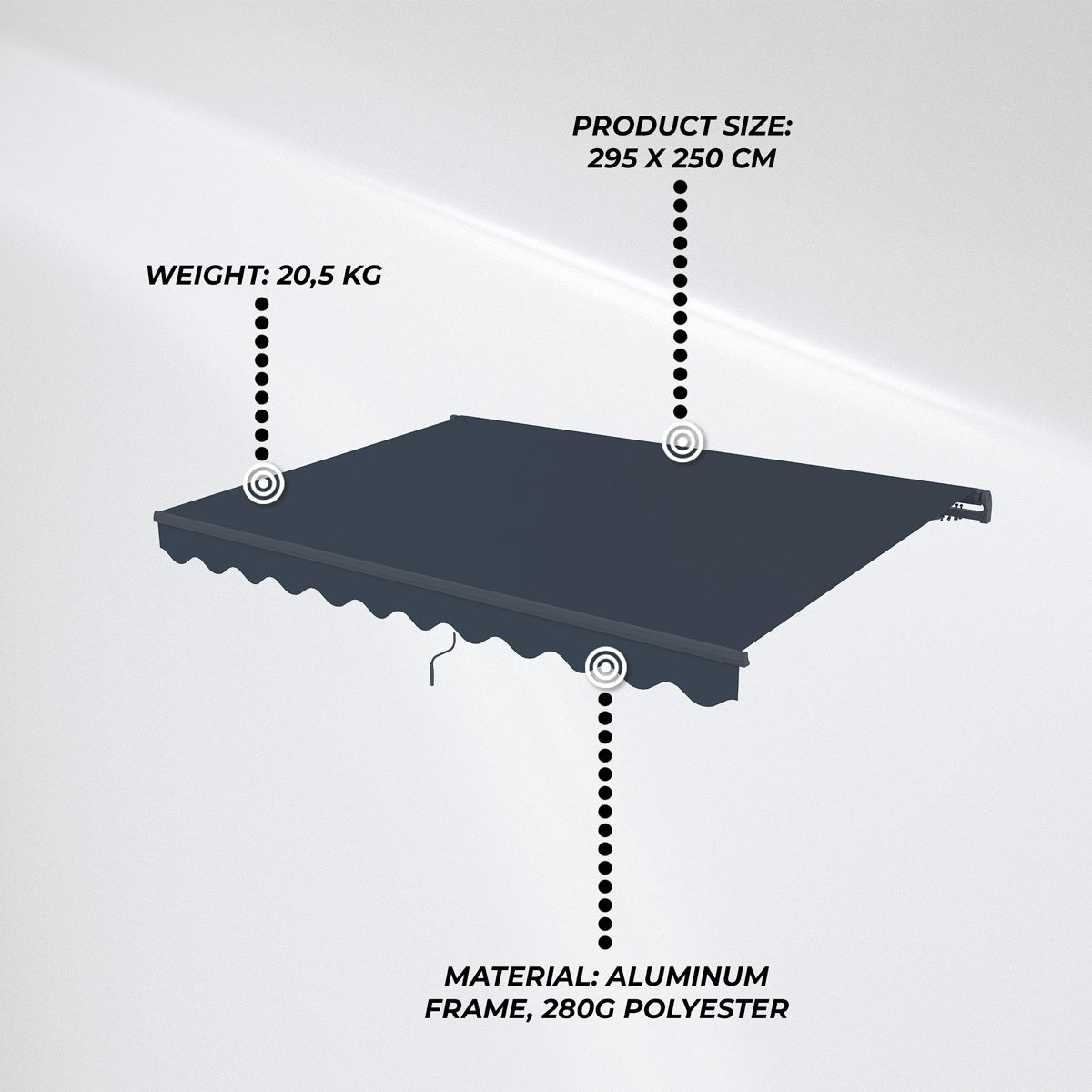 markise polyester Lykke Markise 2,95x2,5 m, dunkelgrau - 339,00 EUR