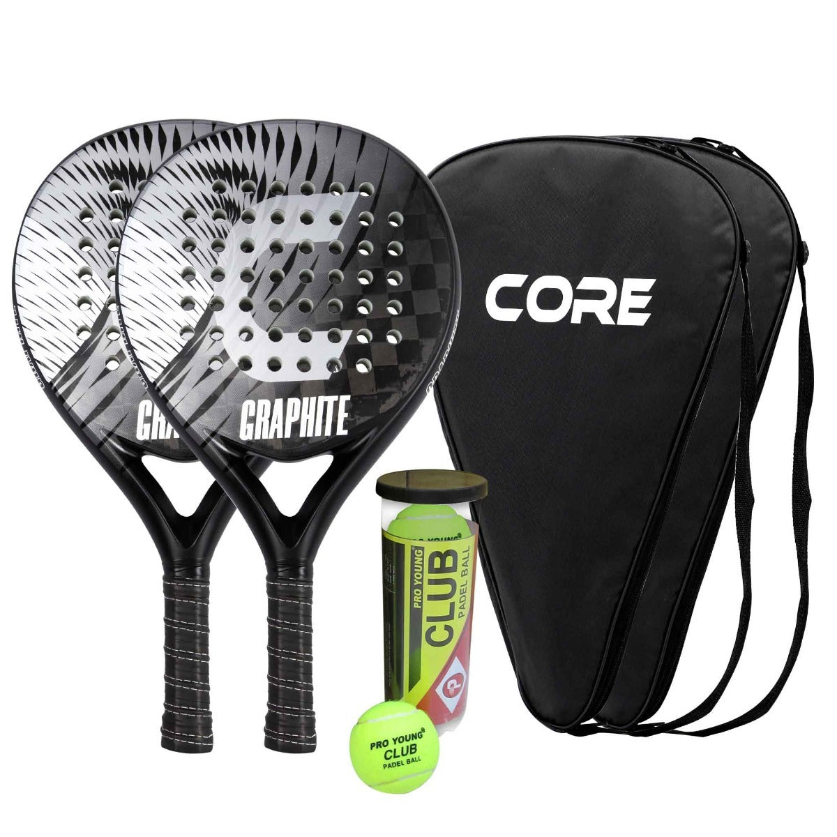 Padel Racket Core Core Padel Graphite Set, 2 Rackets + Balls - 99,90 EUR - Nordic ProStore