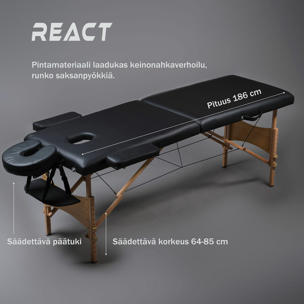 
              React hierontapöytä P200, musta