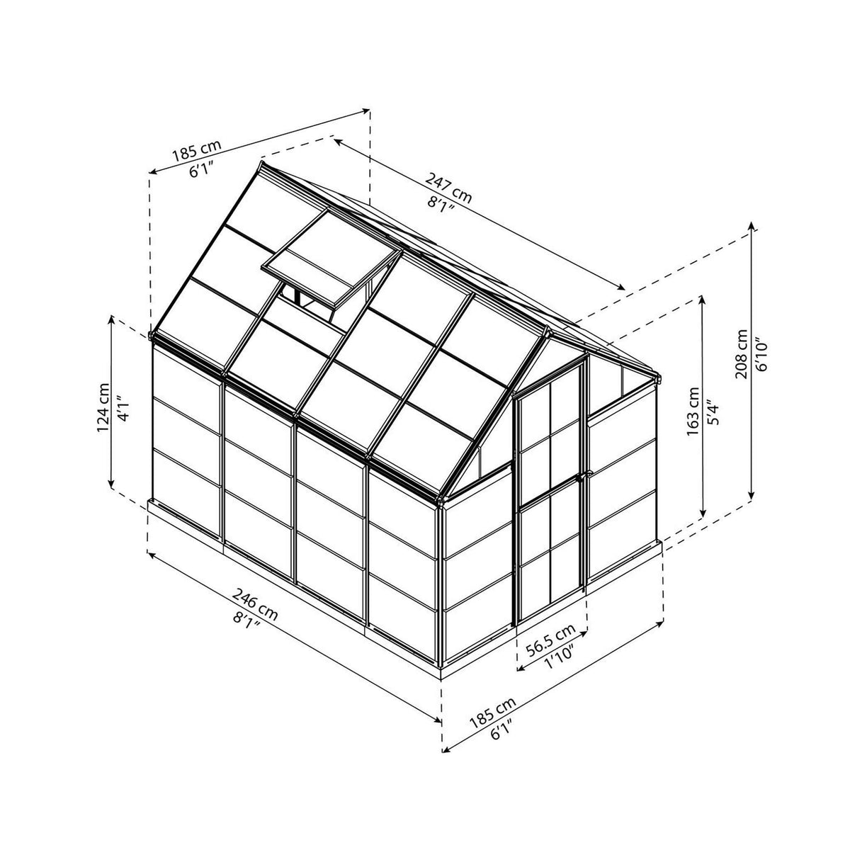 
              Palram-Canopia Kasvihuone Harmony, 4,6m², 6x8, hopea