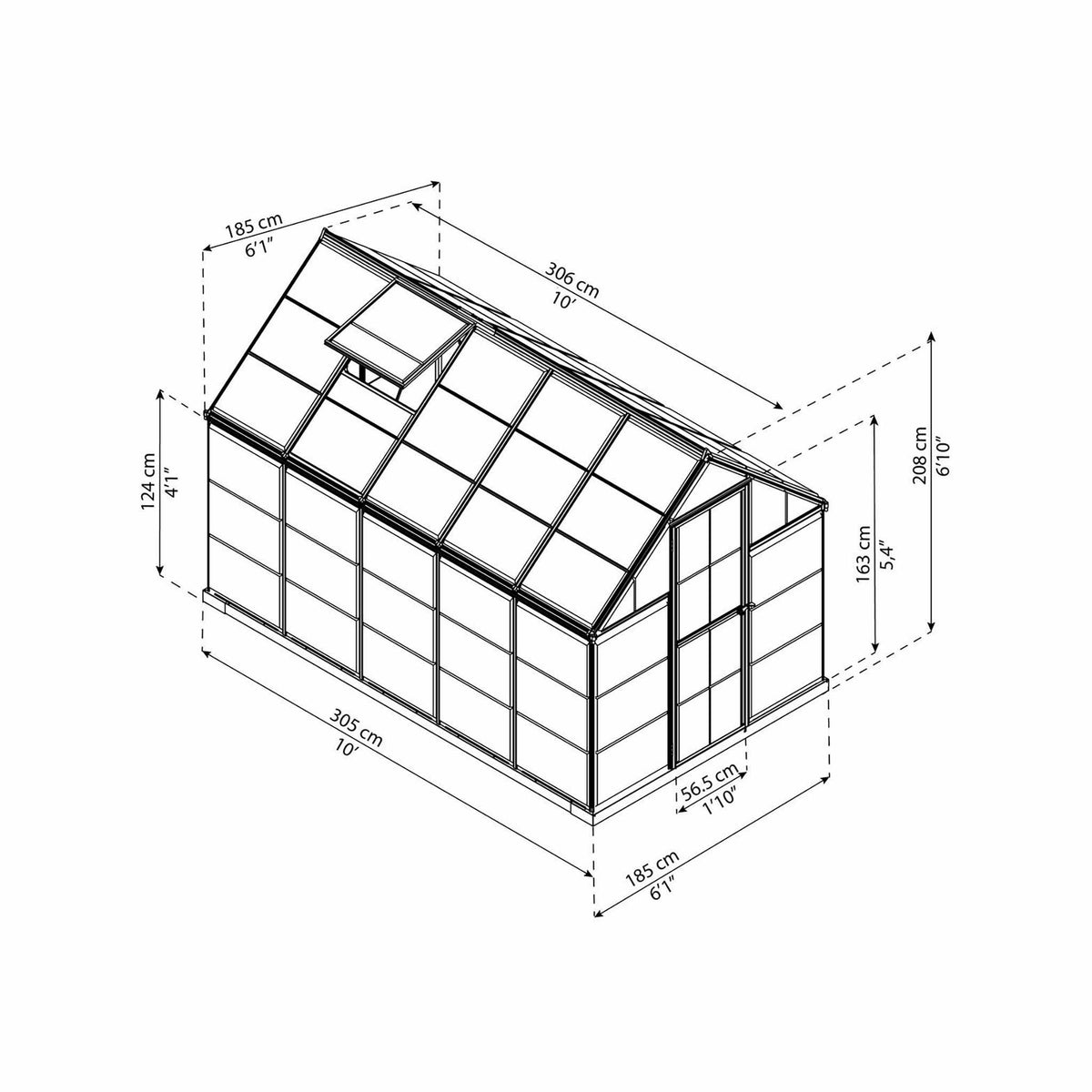 
              Palram-Canopia Kasvihuone Harmony, 5,7m², 6x10, hopea