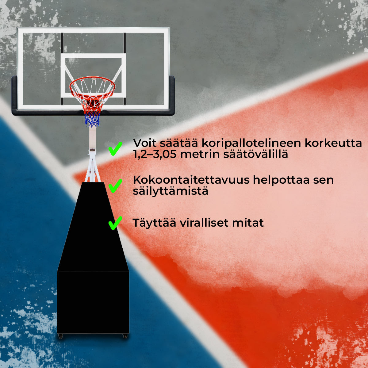 
              Prosport Koripalloteline taittuva Pro 1,2 - 3,05m