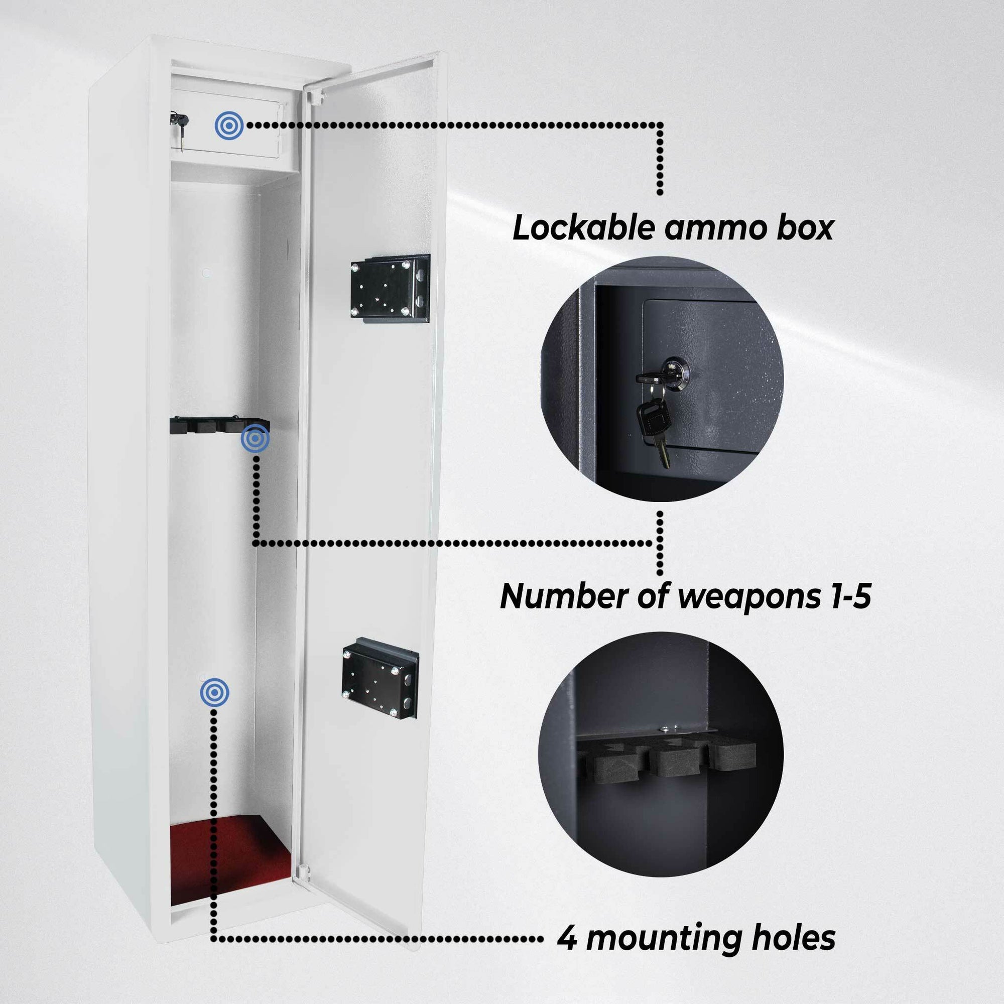 Trekker Gun cabinet for 5 guns AS500, white