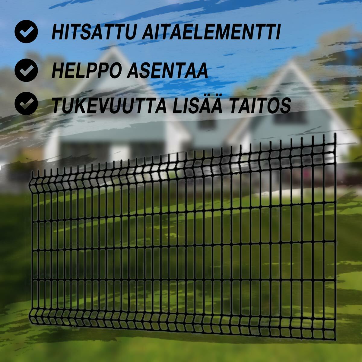 
              Fornorth aitaelementti 1730x2500mm, lankavahvuus 4mm, musta