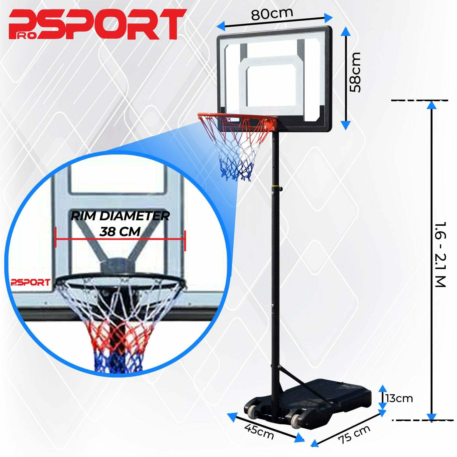 Diameter 36 Cm Basketball Ring With Net Ball Size 5 ( Pack Of 1 )