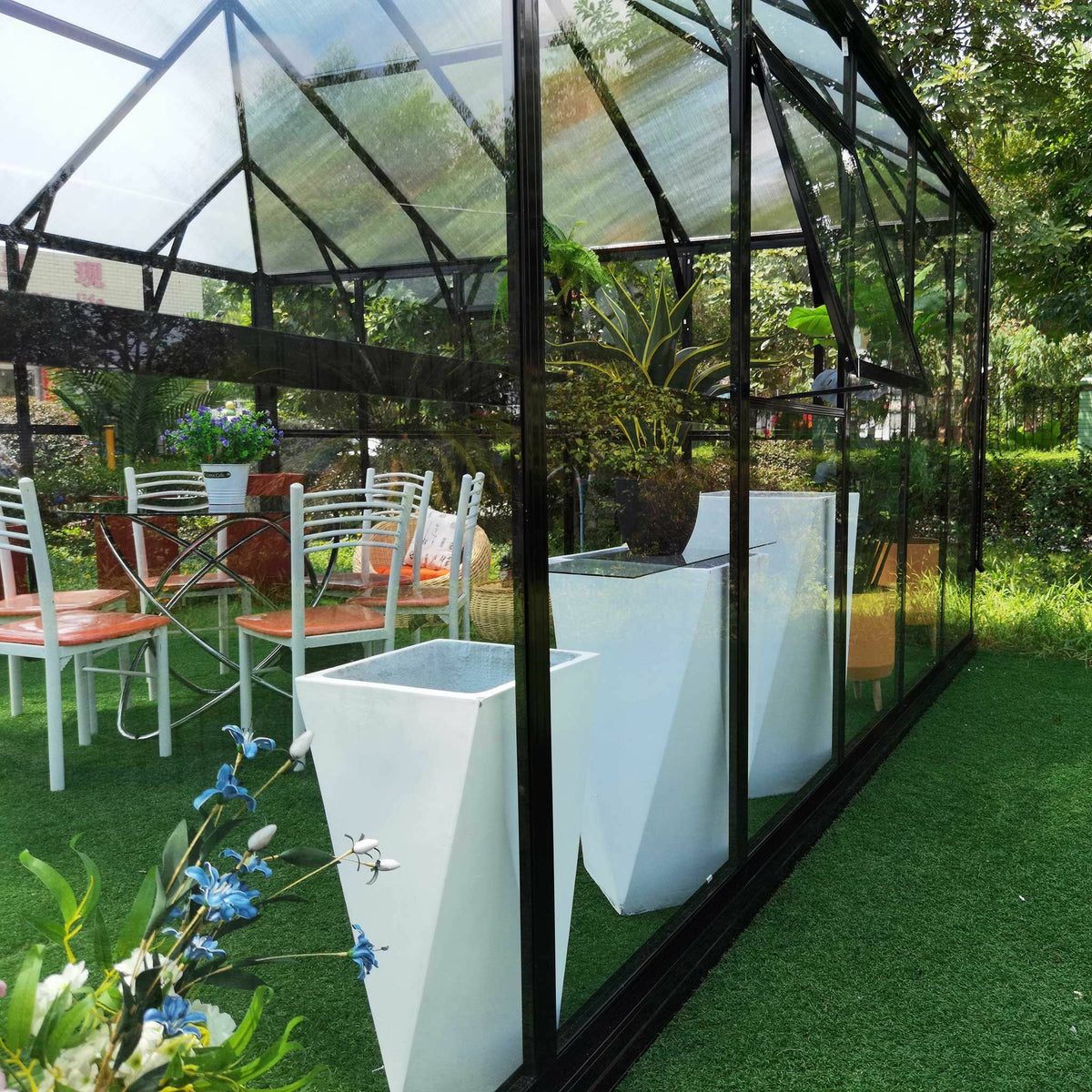 
              Metalcraft Serre de jardin Gazebo Premium, 19m², verre de sécurité 4mm, feuille de nid d&#39;abeille, noir