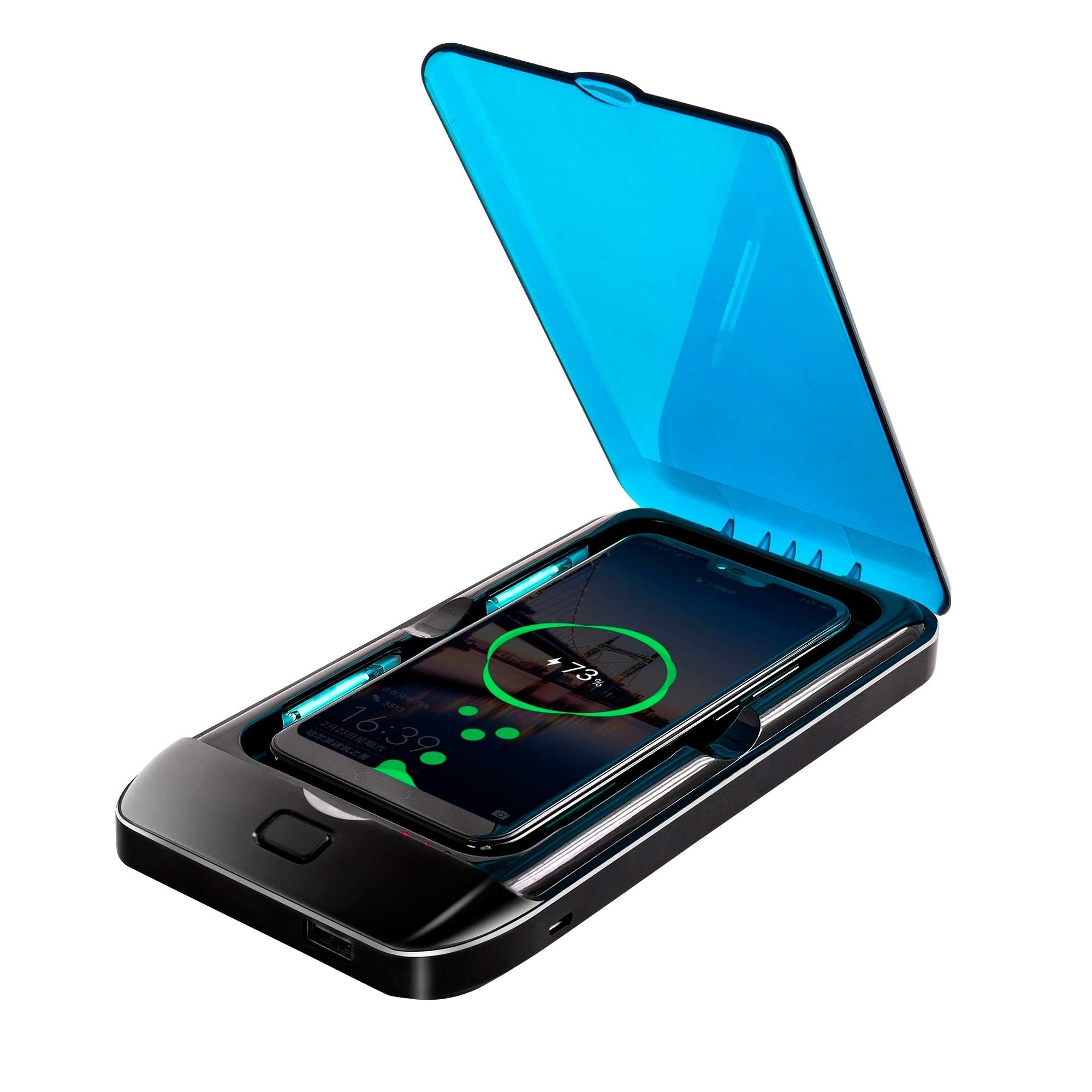 Disinfettante UV sanitizer per telefono con ricarica wireless