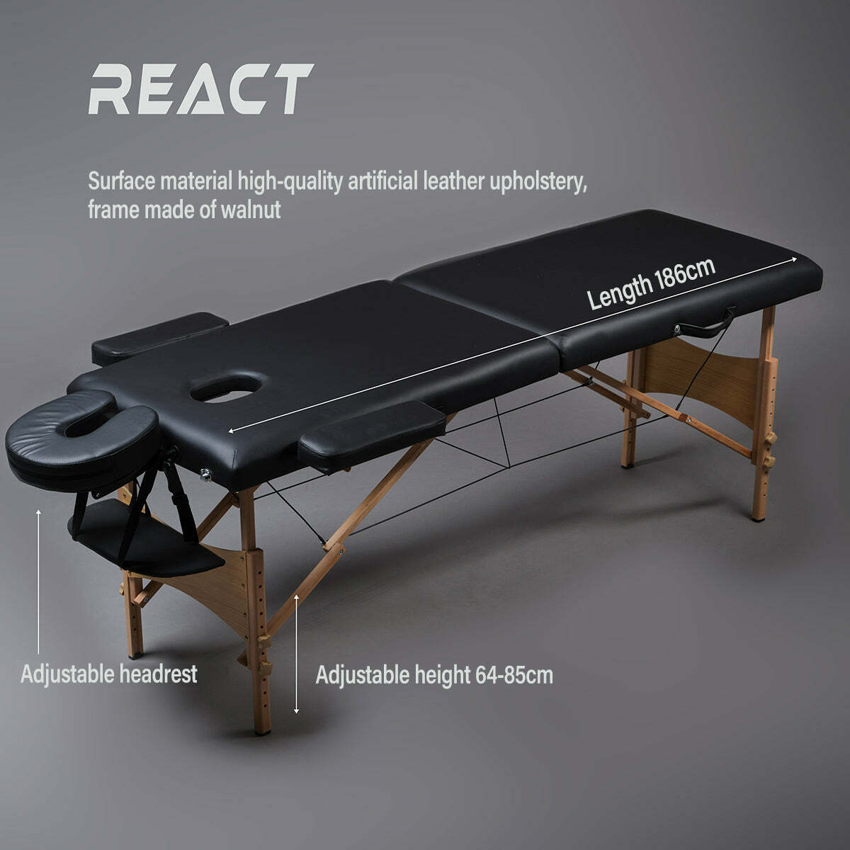 React Lettino massaggi P200, Nero - 169,00 EUR - Nordic ProStore