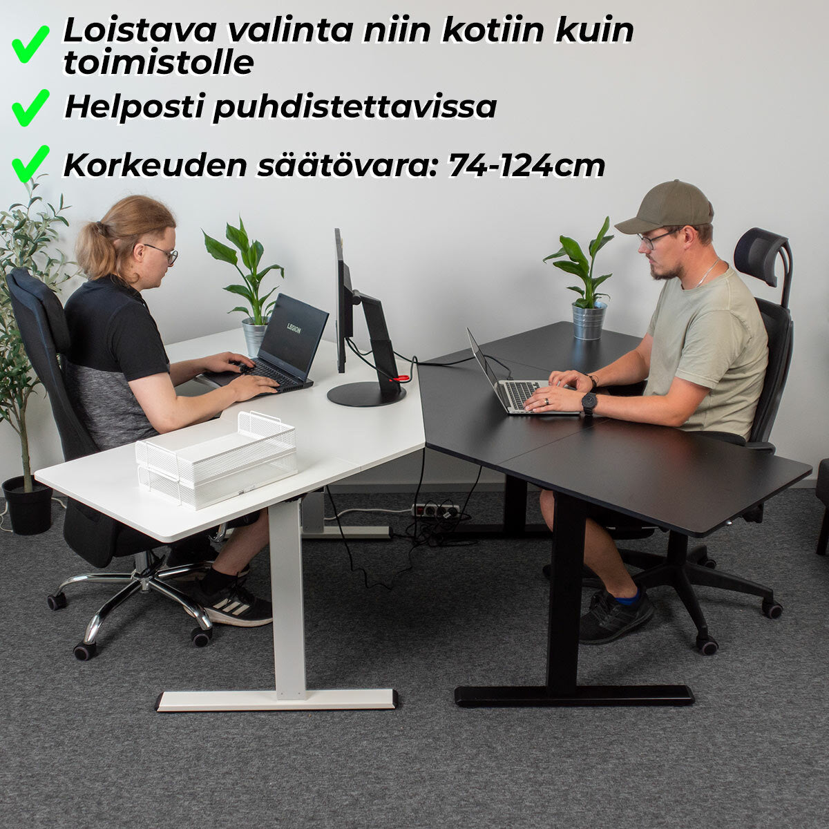 
              Lykke Kulmasähköpöytä M100 Musta