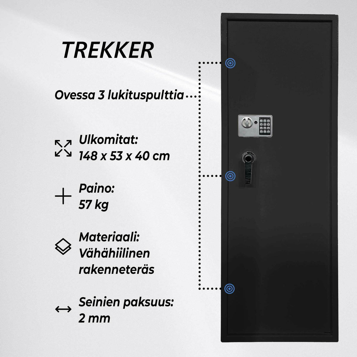 
              Trekker asekaappi 10 Asetta AS1000 V2, Digitaalilukolla, Musta