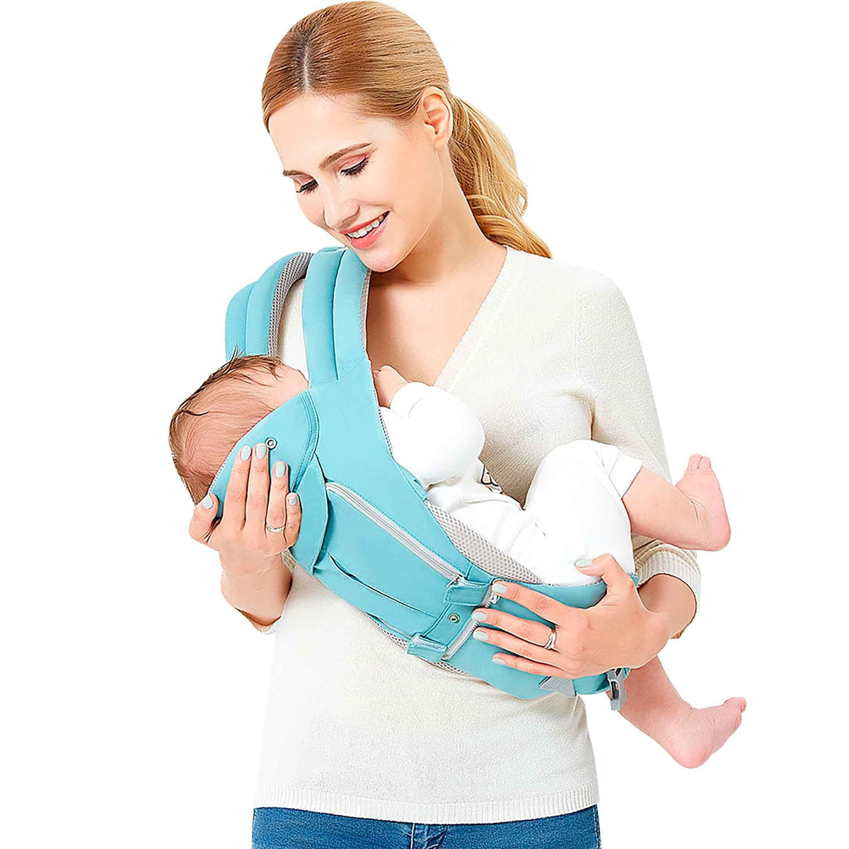 
              Kikid Porte-bébé Deluxe, Cyan