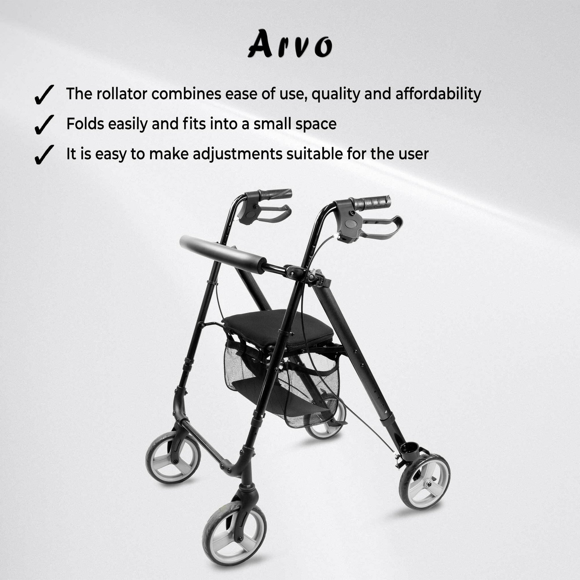 Arvo Rollator - Aero, Zvart