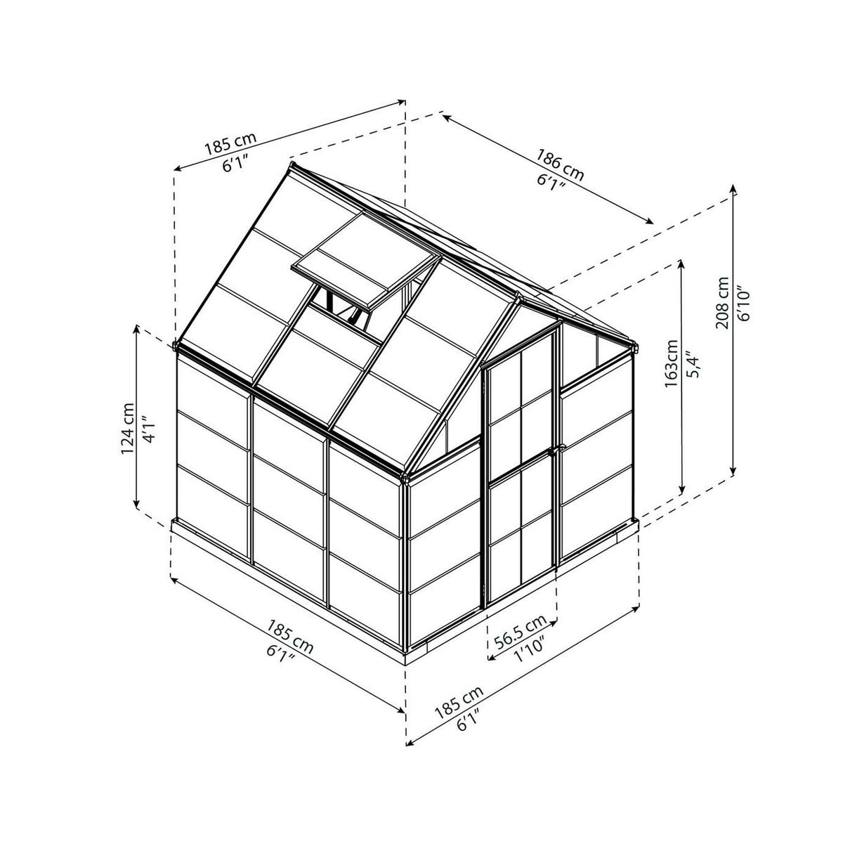 
              Palram-Canopia Kasvihuone Harmony, 3,4m², 6x6, hopea
